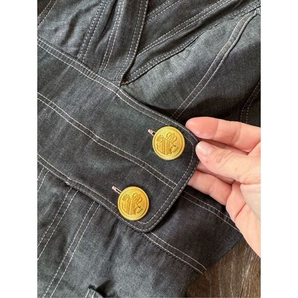 Anna Mason The Sun dress in lightweight black denim with signature pinkish topst - Picture 5 of 13